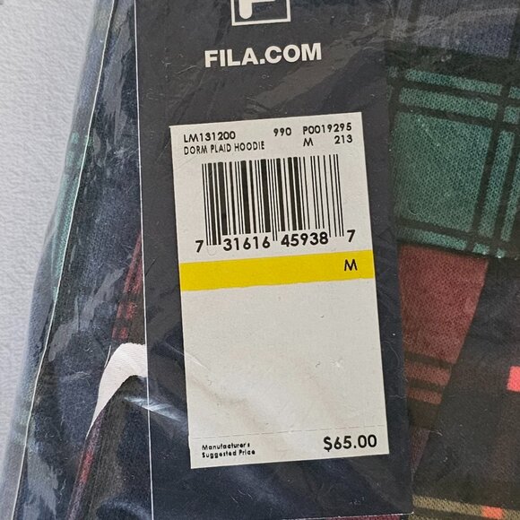 FILA Dorm Plaid Sweatshirt Hoodie Men's M NWT - Picture 5 of 8